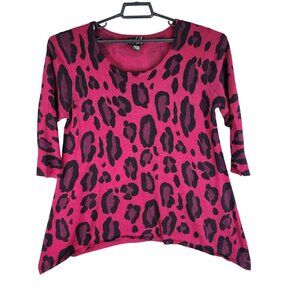 Womens Questions by Say What Pink & Black Tunic Top Shirt Cheeta Animal Print L